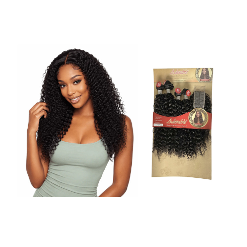 Adorable Kinky Curly Winnie 22" 22" 20" 20" with Lace Closure - africanfoodairbeauty