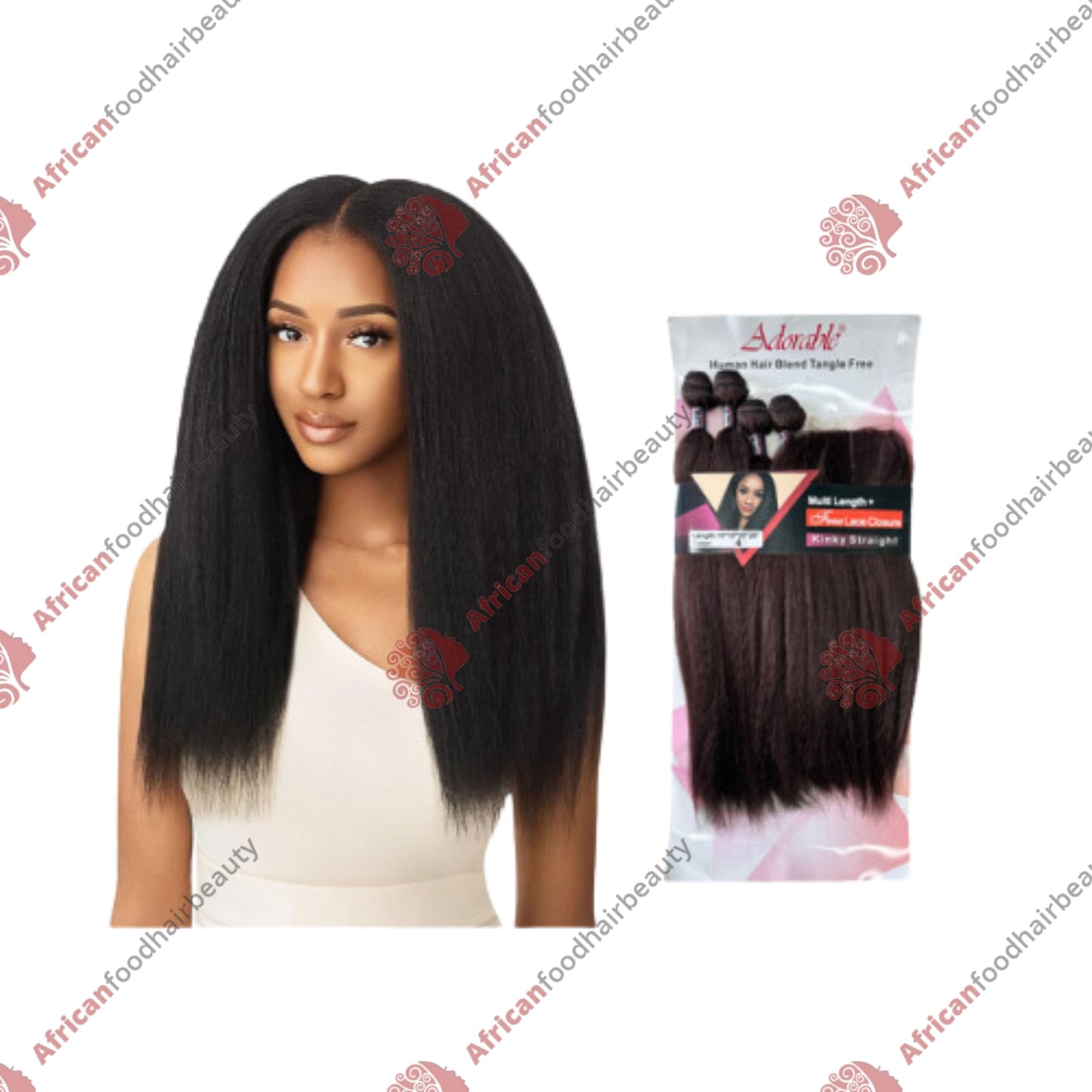 Adorable Kinky Straight 16" 16" 18" 18" with Lace Closure