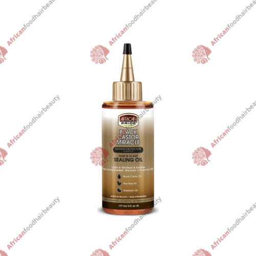 African Pride Black Castor Sealing Oil 6oz - africanfoodhairbeauty