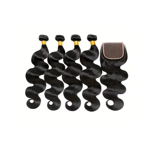 Nulook Hair 100% Virgin Human Hair Body Waves Bundles + Lace Closure - africanfoodhairbeauty
