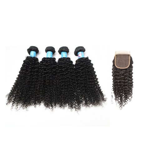 Nulook Hair 100% Virgin Human Hair Kinky Curly Bundles + Lace Closure - africanfoodhairbeauty