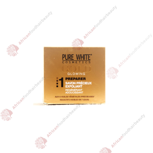 Pure White Cosmetics Gold Glowing Soap Prepare 1 150g - africanfoodhairbeauty