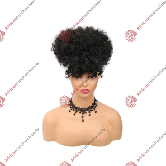 Afro Puff Ponytail with Bangs