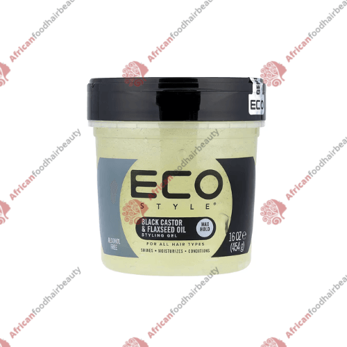 Eco Style Black Castor & Flaxseed Styling Gel 16oz - africanfoodhairbeauty