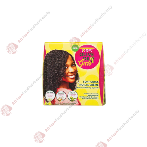 ORS Olive Oil Girls Soft Curls No-Lye Creme Texture Softening System 1app - africanfoodhairbeauty