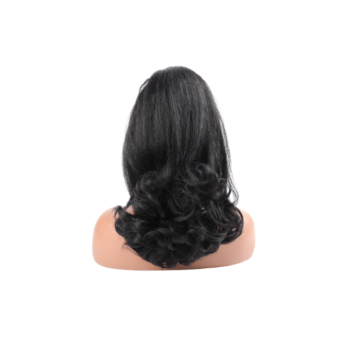 Yaki Straight With Low Curls Ponytail 16" - africanfoodhairbeauty