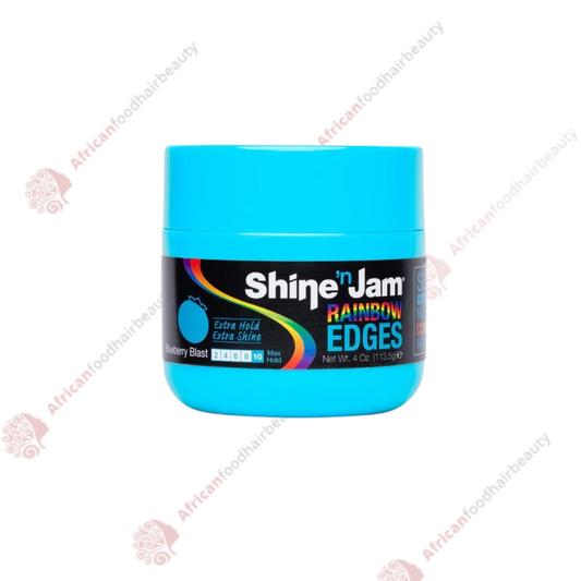 Ampro Shine' n Jam Rainbow Edges - Blueberry Blast 4oz - africanfoodhairbeauty